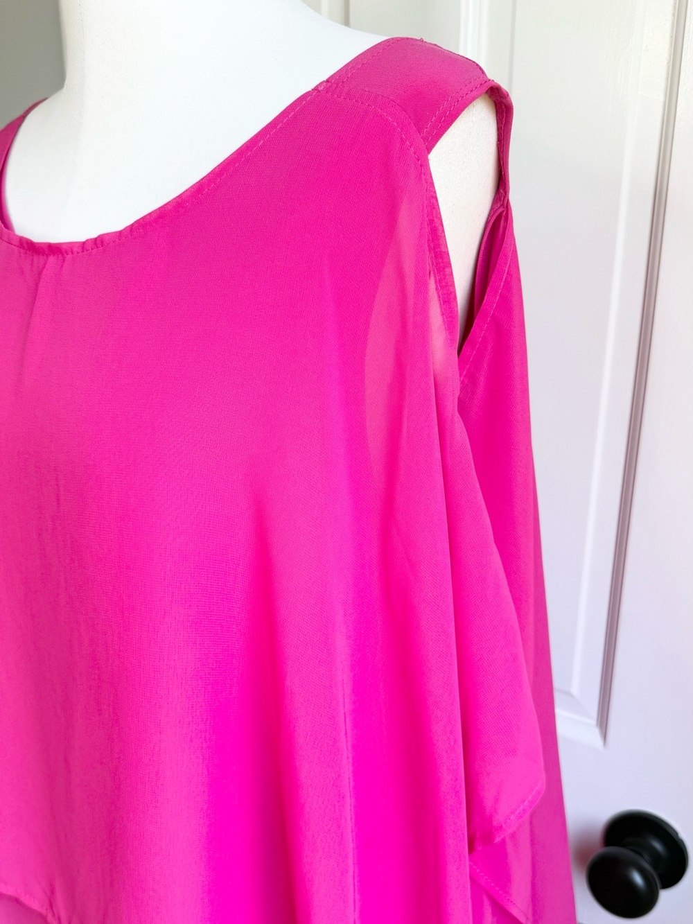 Flowy Hot Pink Layered Tunic Top - Picture 5 of 8